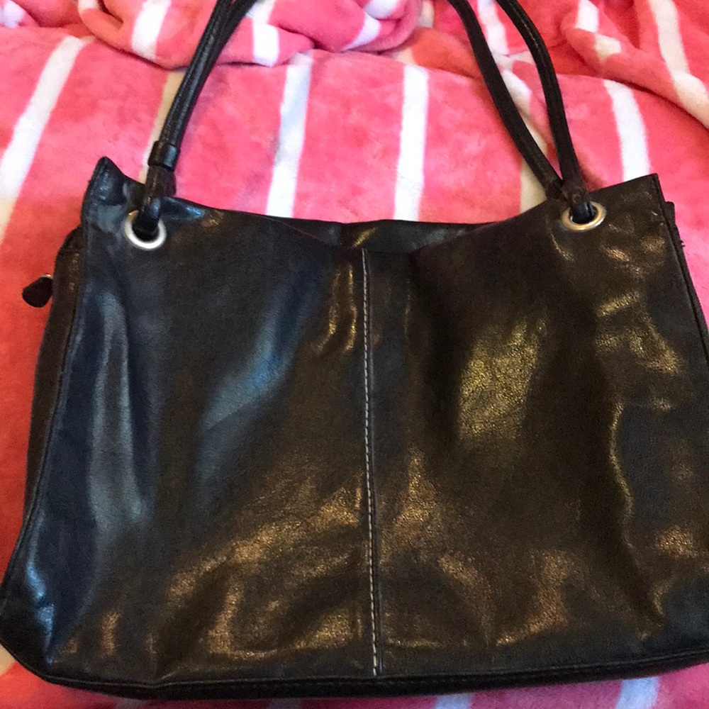 black leather bag